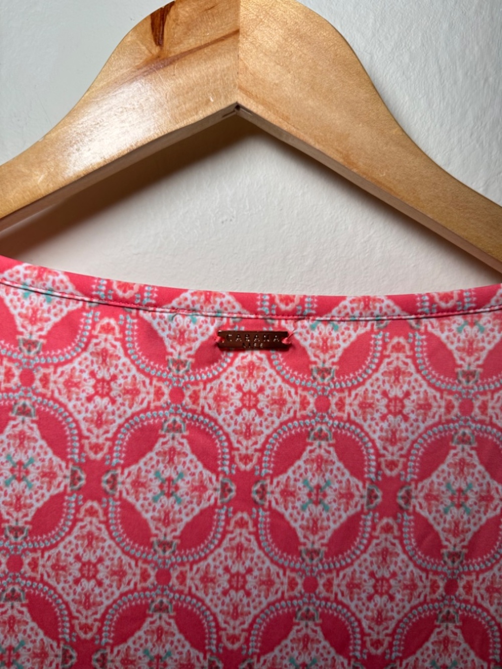 Cabana Life Shift Dress LG Pink Aqua Geometric Print UPF 50+ Pocket 3/4 Sleeve - Picture 6 of 6